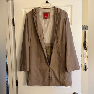 Esprit Outerwear Tan Hooded Zip-Front Trench Coat